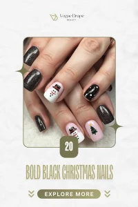 20 Bold Black Christmas Nails for a Glamorous and Edgy Look