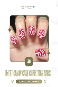 30 Sweet Candy Cane Nails That Scream Christmas Fun