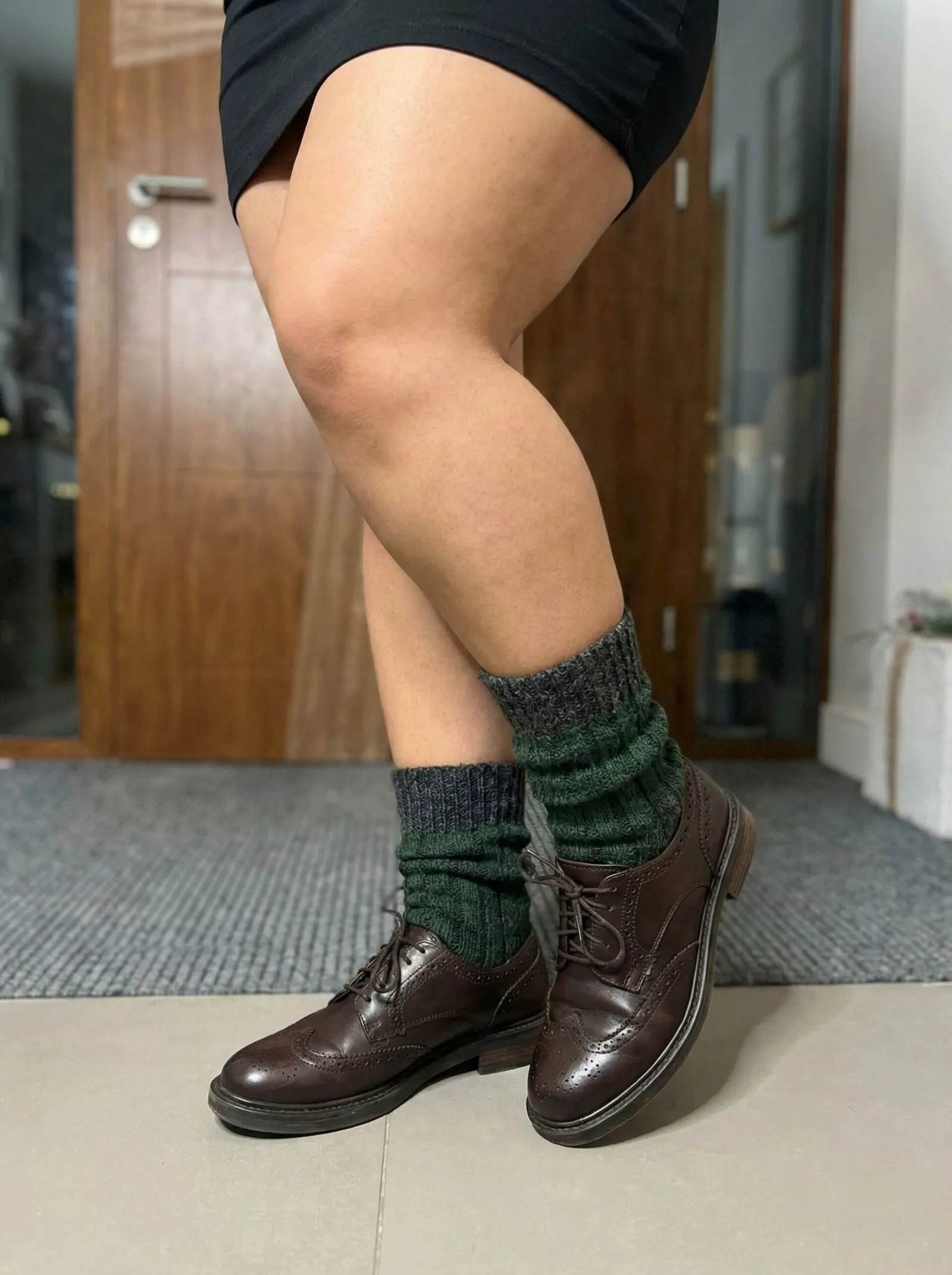 Leather brogues and knit socks for dark academia