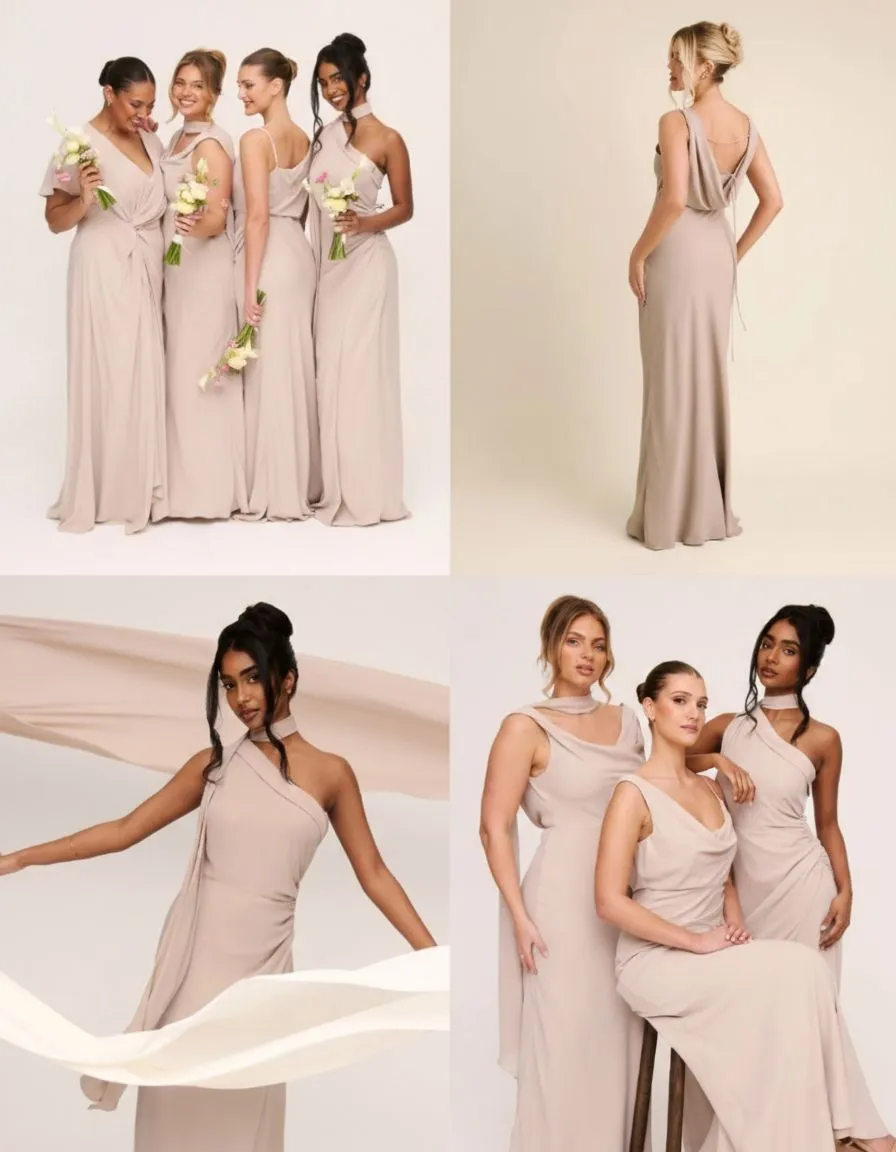 Comparison of crepe and velvet fabrics for bridesmaid gowns