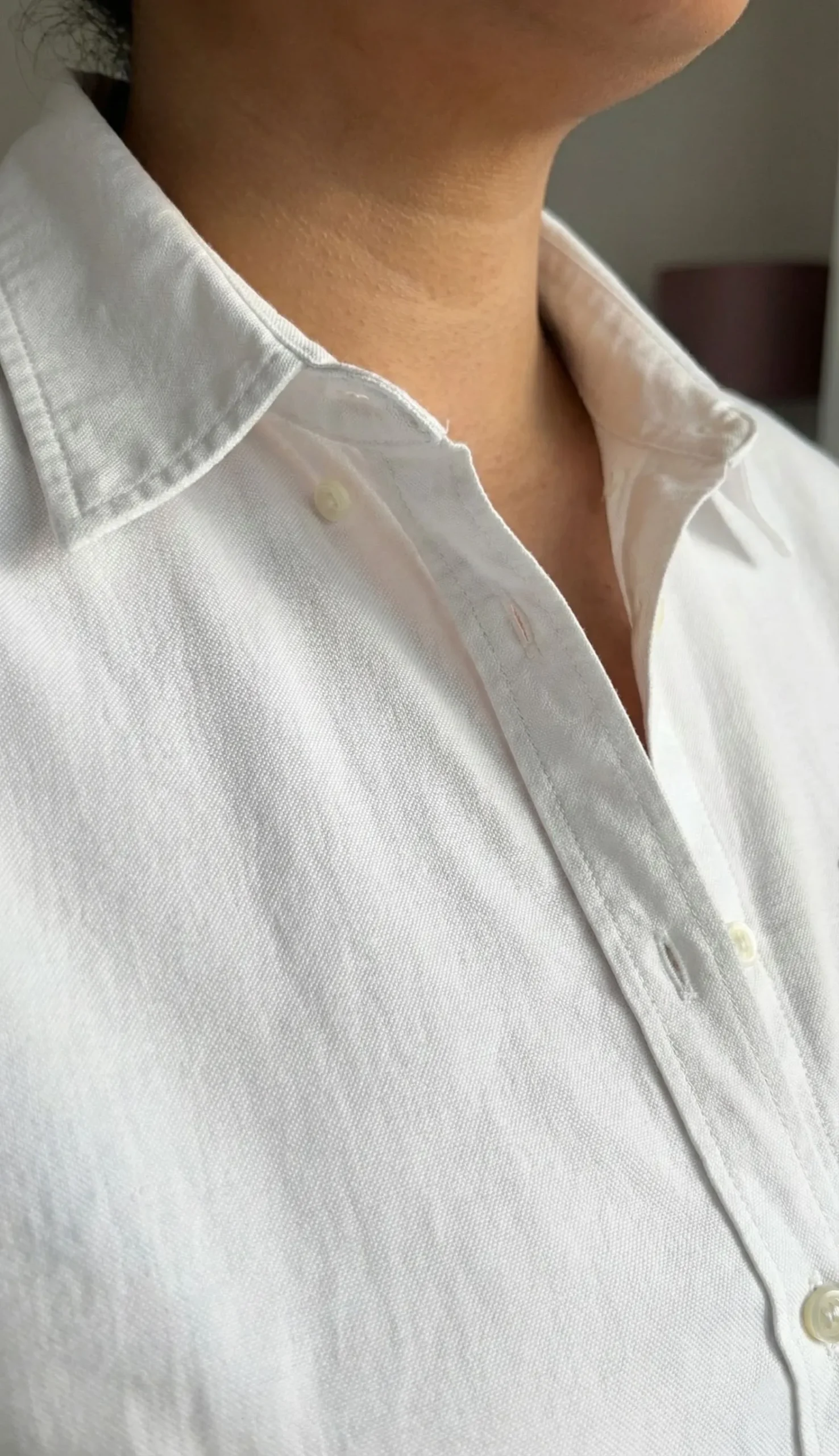 Macro view of white Oxford cotton fabric