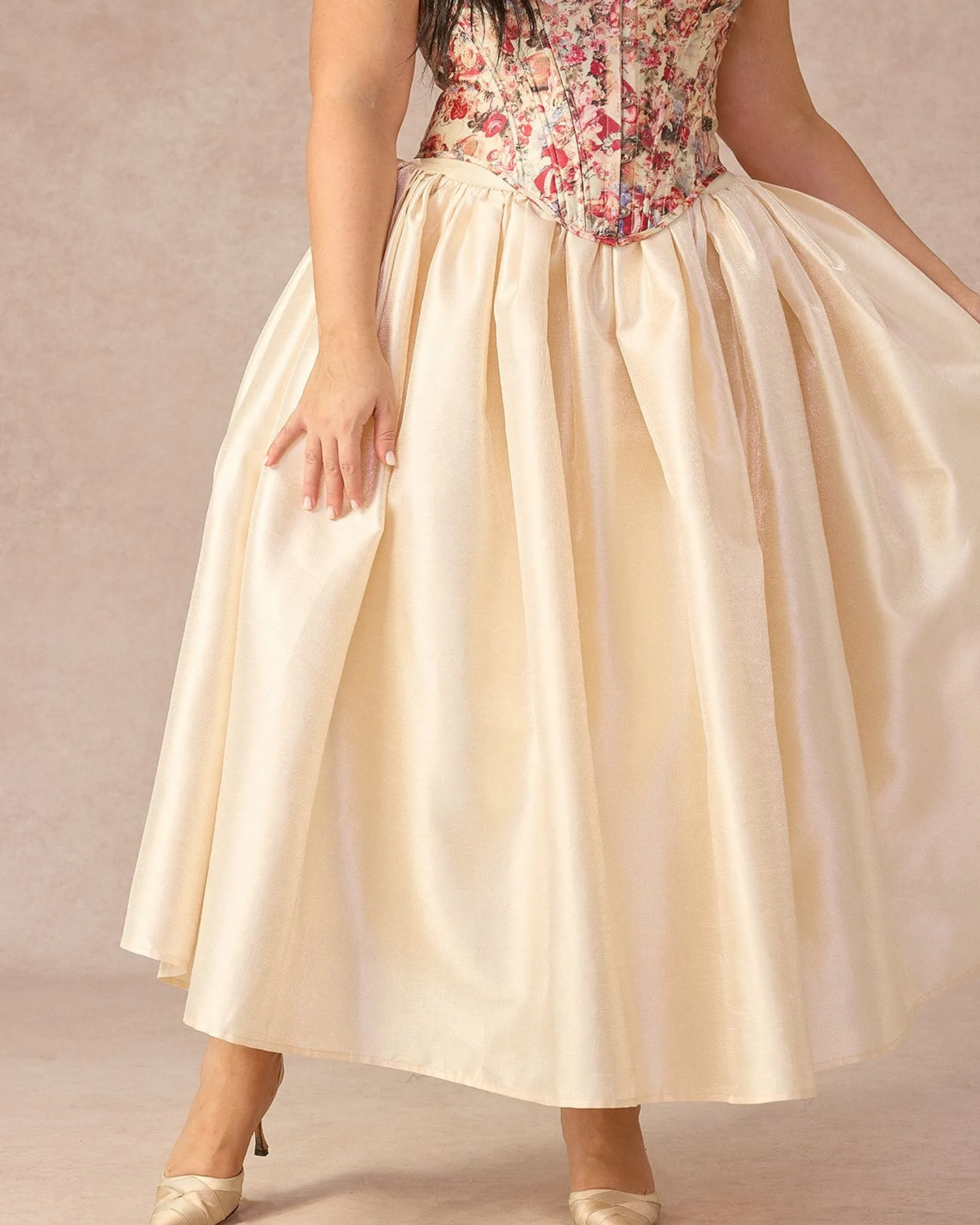 Textures of silk satin eyelet lace and jacquard fabrics for dresses