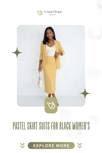 A Black woman in a lilac tweed skirt suit with pearl accents for an Easter church service.