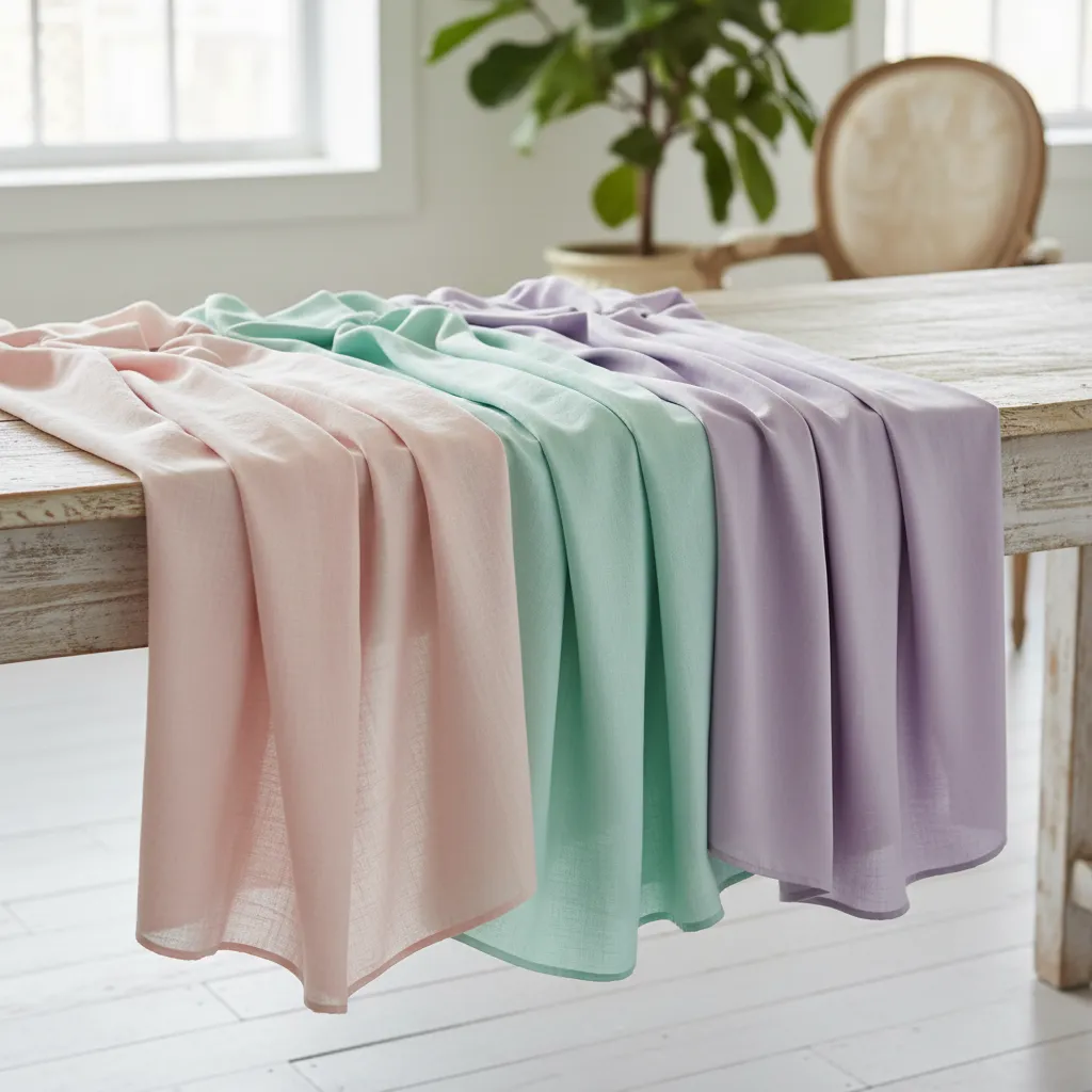 Pastel linen and silk fabric swatches for spring dresses