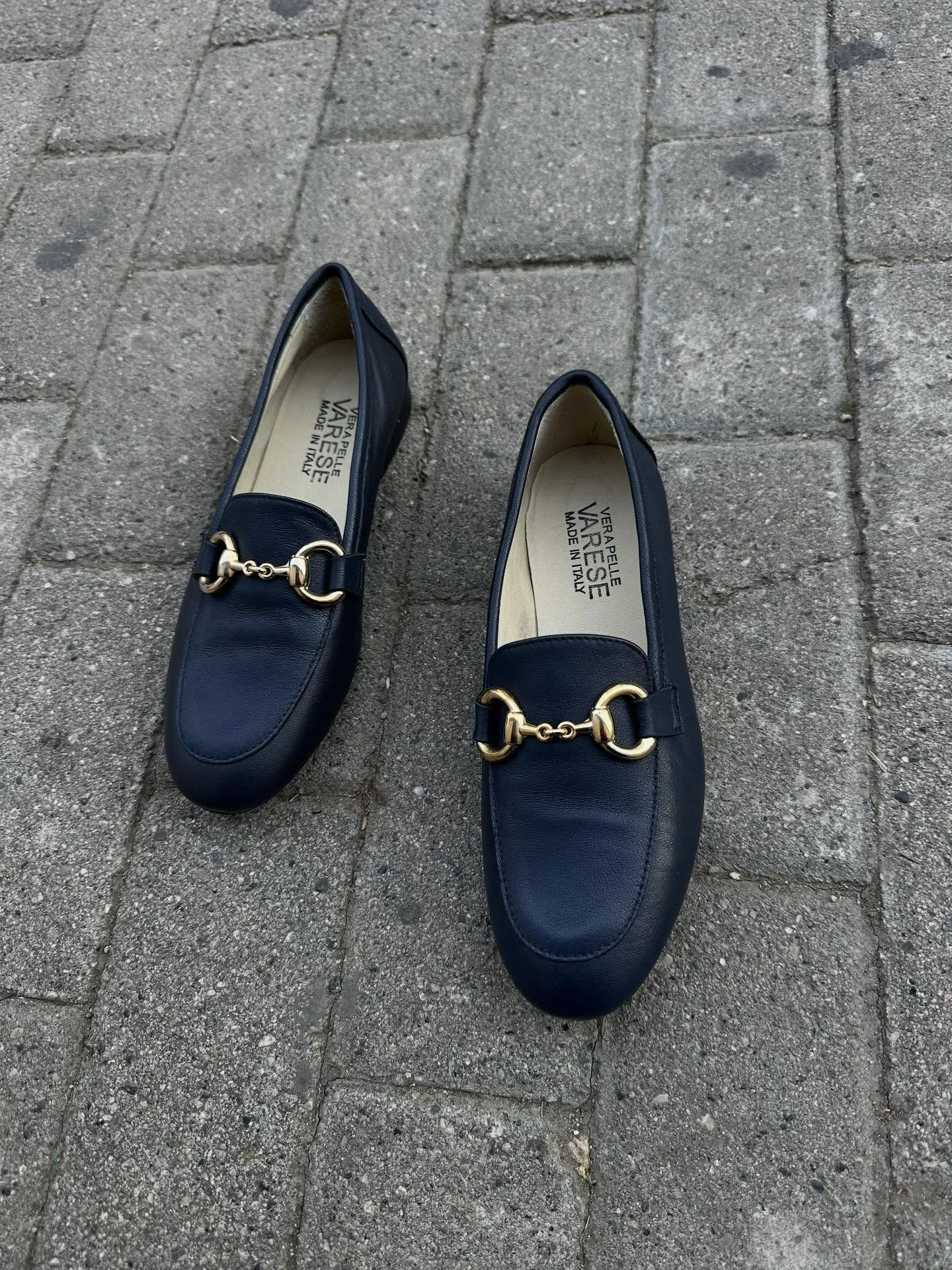 Polished leather loafers with gold hardware