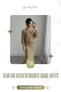 Professional woman wearing a monochromatic cream suit and minimal gold jewelry for a clean girl business casual look.