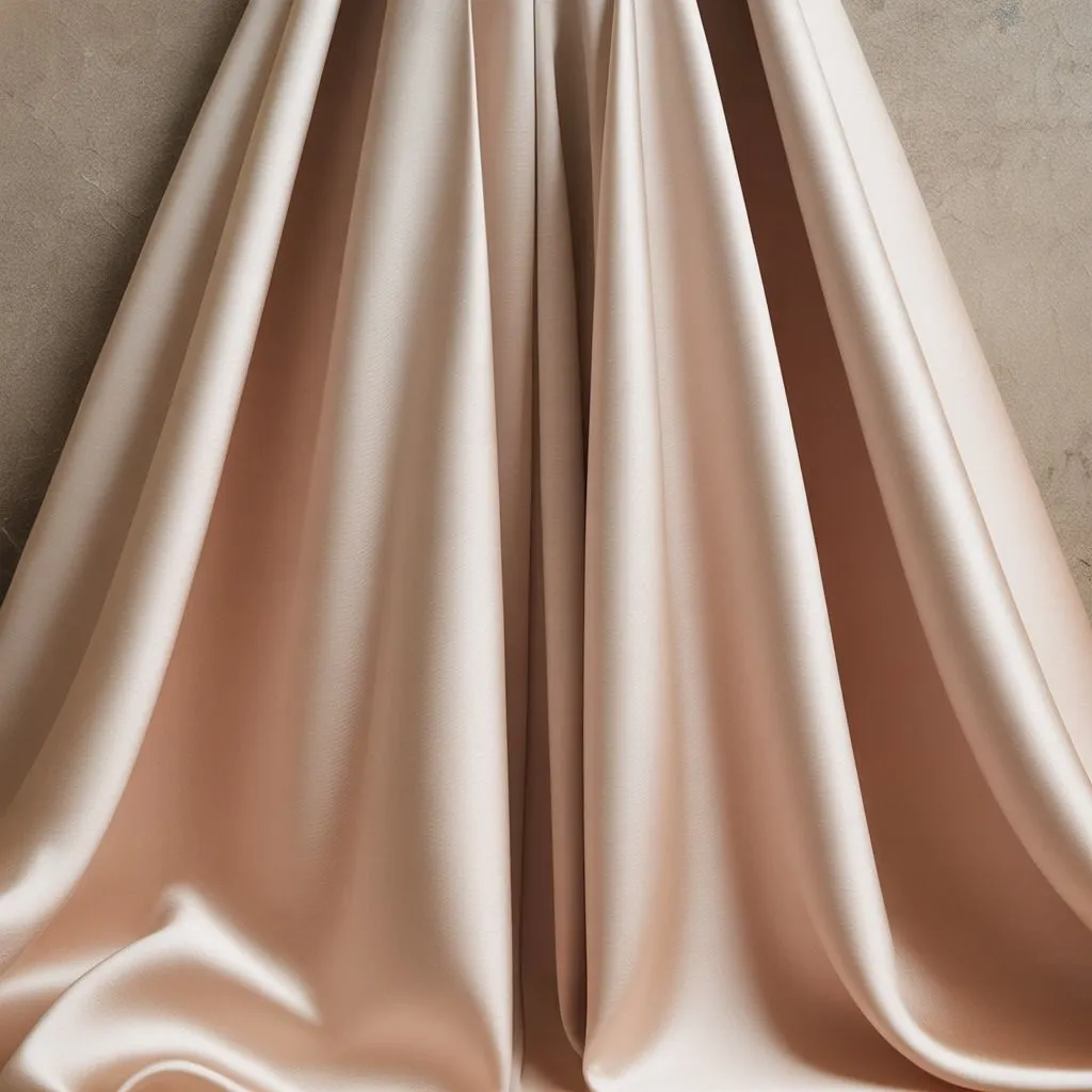 Close up of lustrous silk fabrics in neutral tones.