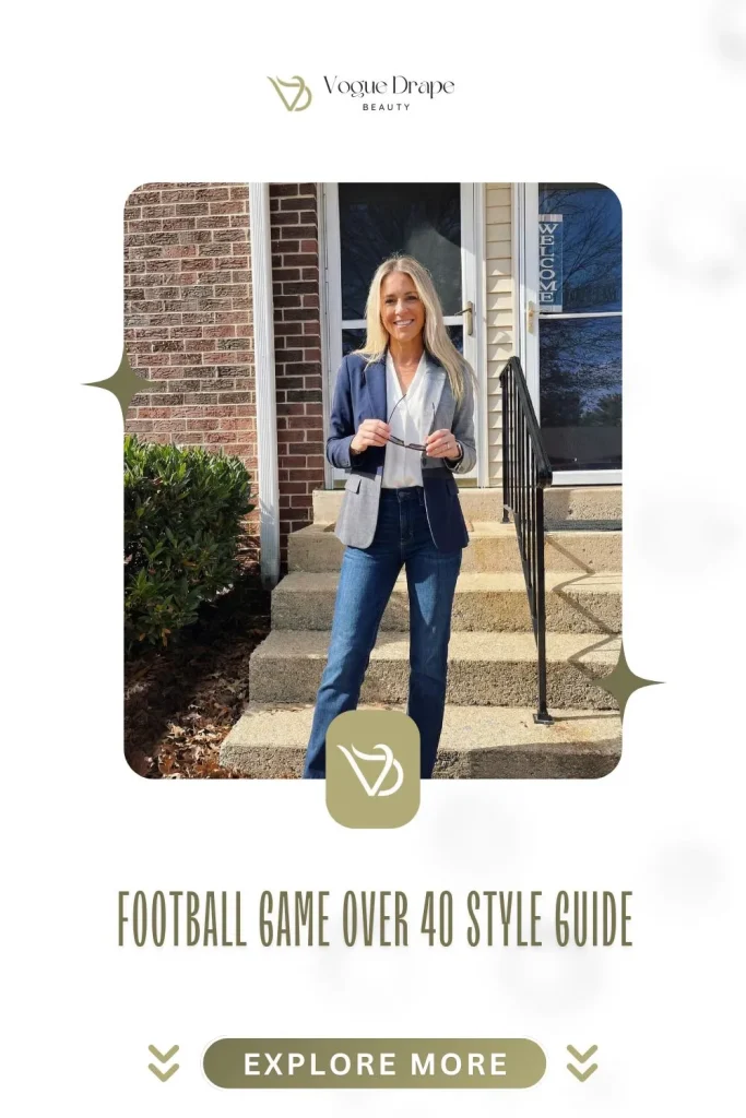 A chic woman over 40 wearing a crimson midi dress and block heels at an SEC football tailgate.