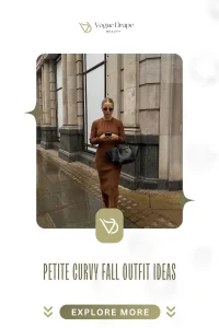 A stylish petite woman with a curvy figure wearing a monochromatic fall outfit and knee-high boots.