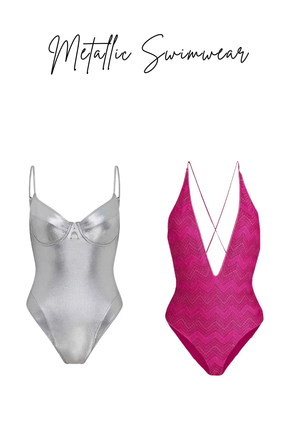 Fuchsia and silver metallic swimwear