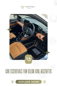 Chic matte cream car interior accessories and minimalist vacuum for clean girl aesthetic.