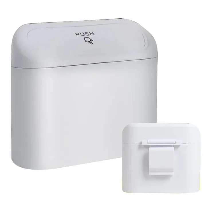 Minimalist cream silicone car trash bin in a luxury car interior